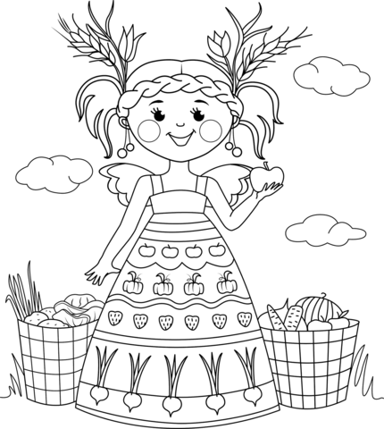 Harvest Fairy Coloring Page